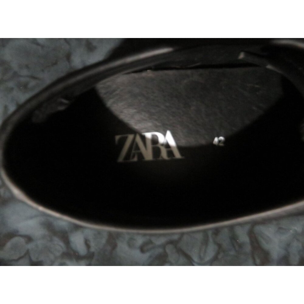 Zara black smooth leather lace up low top sneakers size 42 or US 9 - Picture 9 of 9